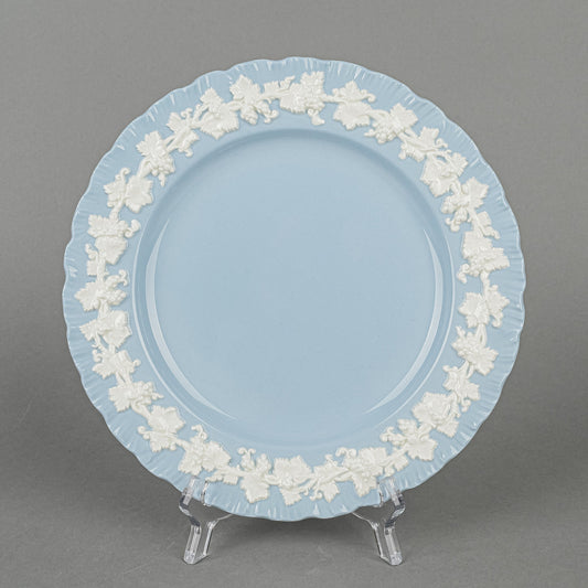 White On Blue Embossed Queens Ware Salad/Dessert Plates