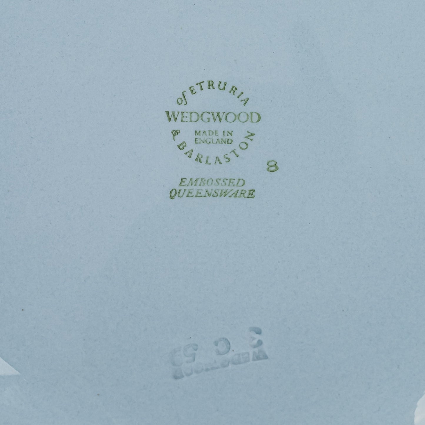 White On Blue Embossed Queens Ware Salad/Dessert Plates